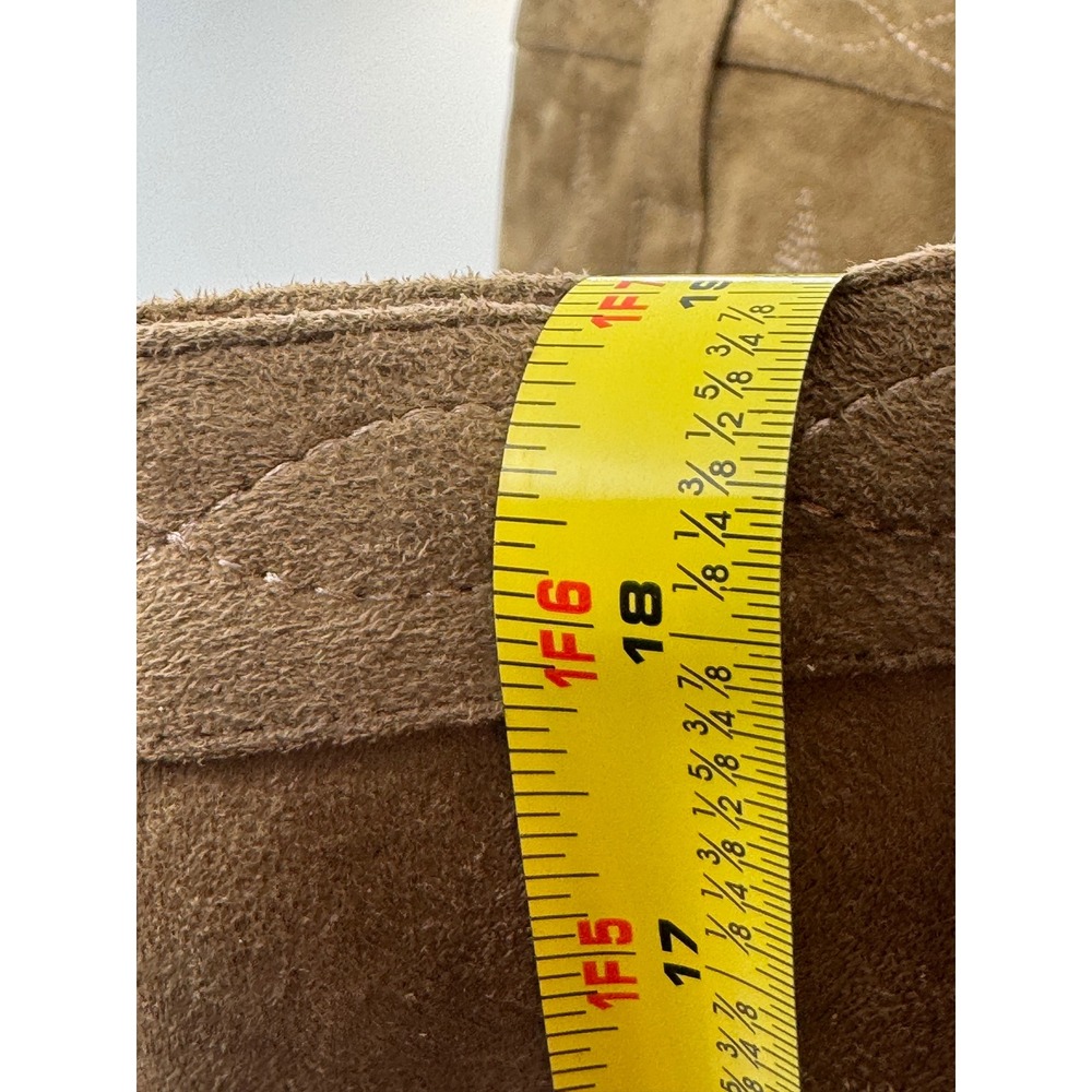 Tan Faux Suede Embroidered Western Cowboy Over the Knee Boots 10W Wide Width - Picture 6 of 11
